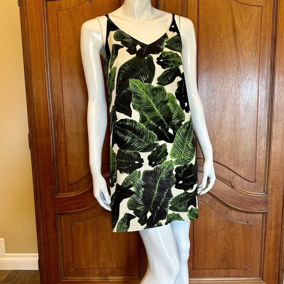 TOPSHOP Dress Palm Print Slip Dress Tropical Size 2P • BLOGGER FAVORITE • - Picture 5 of 14